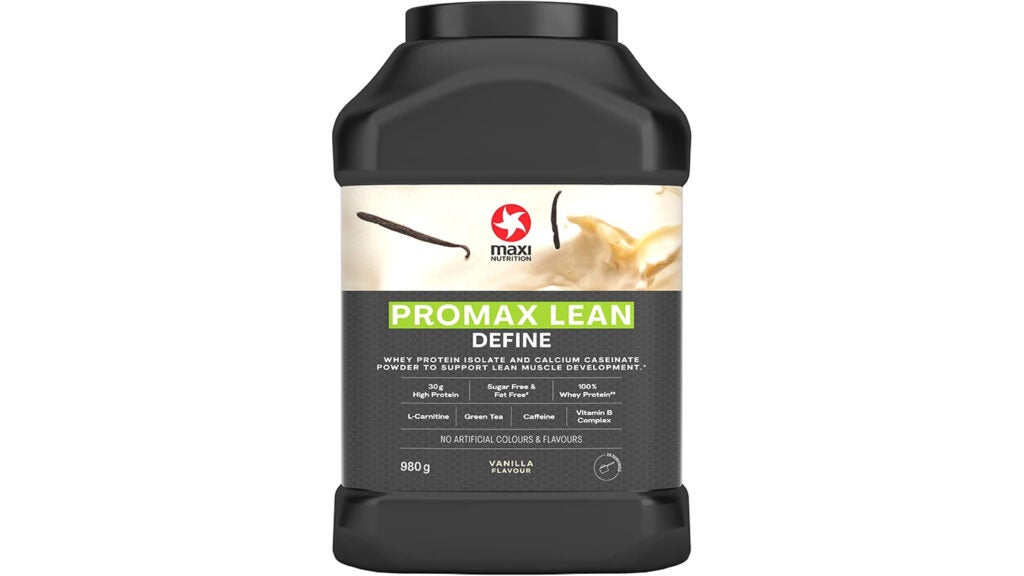 Best protein powder - Maxinutrition Promax Lean on a white background