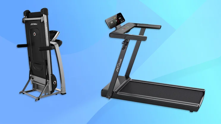Two folding treadmills