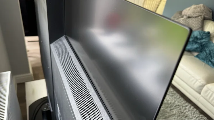 Image displaying the thickness of the Panasonic Z95A OLED TV's panel